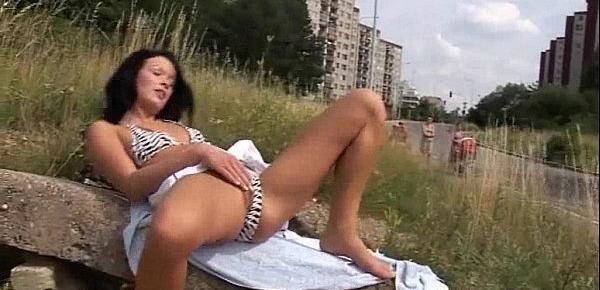  Outdoor masturbation and daring public pussy flashing of sexy amateur brunette S